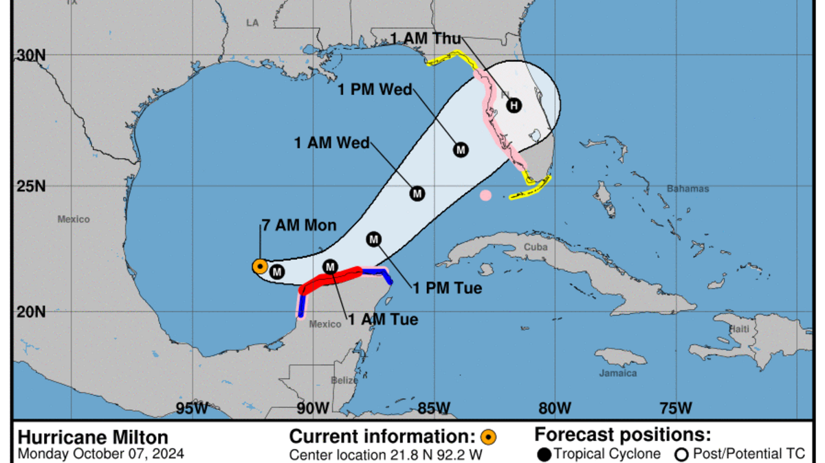 This graphic created by the National Weather Service/NCEP Weather Prediction Center (WPC) shows the projected path.
NATIONAL HURRICANE CENTER