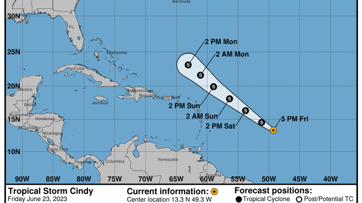 This graphic created by the National Weather Service/NCEP Weather Prediction Center (WPC) shows the projected path.
NATIONAL HURRICANE CENTER