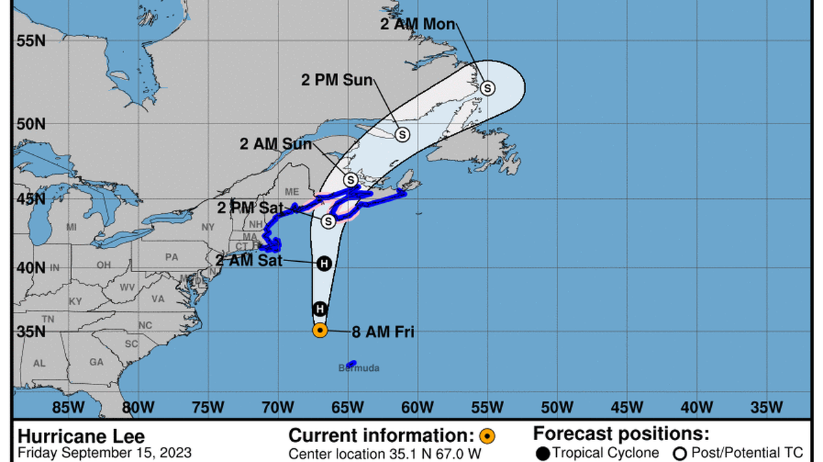 This graphic created by the National Weather Service/NCEP Weather Prediction Center (WPC) shows the projected path.
NATIONAL HURRICANE CENTER