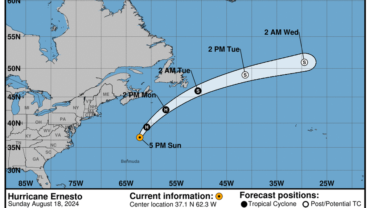 This graphic created by the National Weather Service/NCEP Weather Prediction Center (WPC) shows the projected path.
NATIONAL HURRICANE CENTER