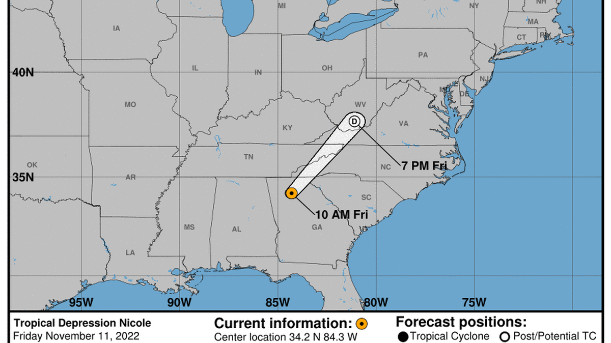 This graphic created by the National Weather Service/NCEP Weather Prediction Center (WPC) shows the projected path.
NATIONAL HURRICANE CENTER
