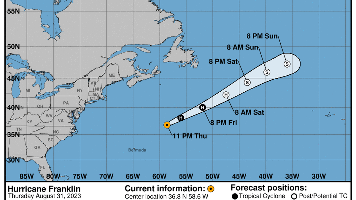 This graphic created by the National Weather Service/NCEP Weather Prediction Center (WPC) shows the projected path.
NATIONAL HURRICANE CENTER