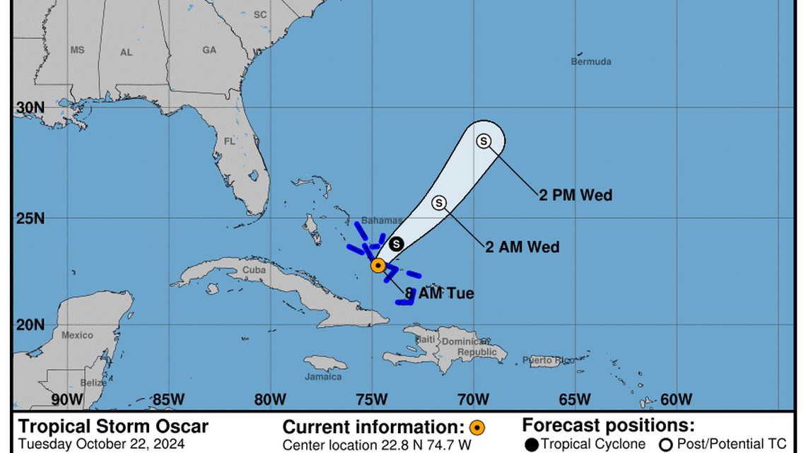 Tropical Storm Oscar: Tuesday, Oct 22 update from the National Hurricane Center on latest developments