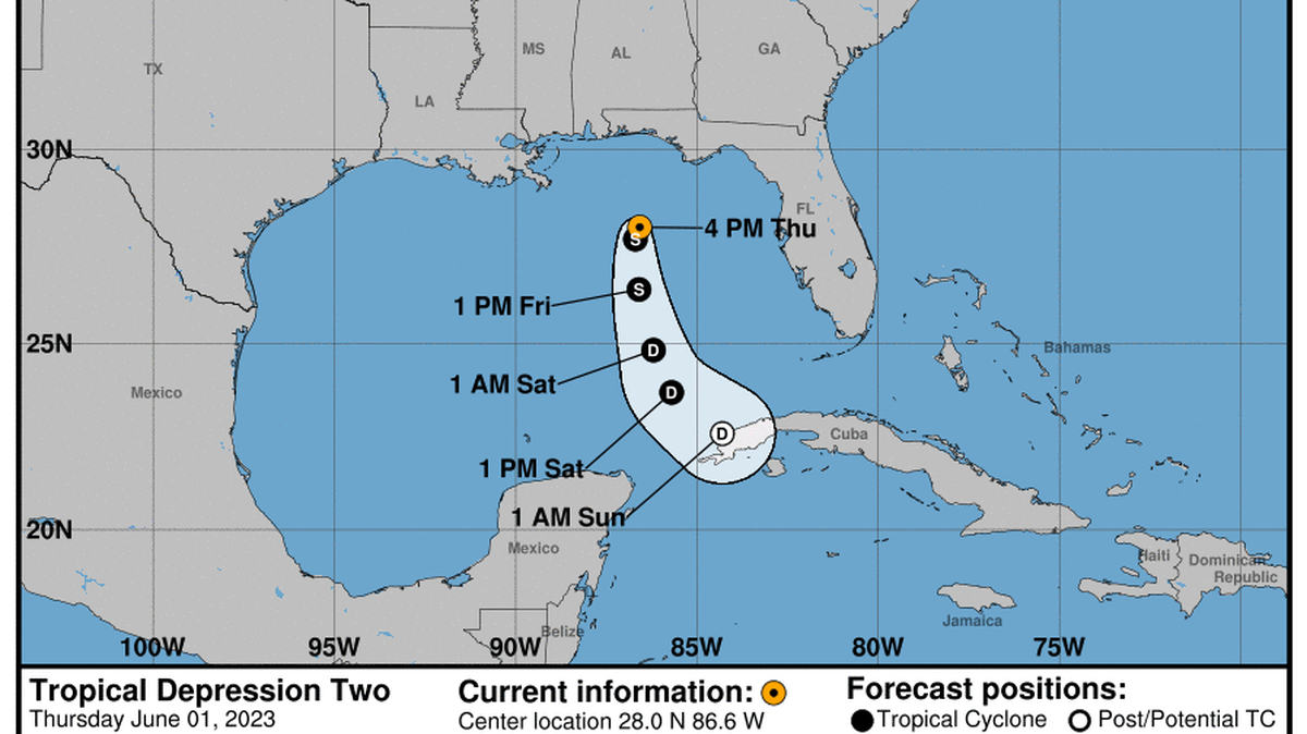 This graphic created by the National Weather Service/NCEP Weather Prediction Center (WPC) shows the projected path.
NATIONAL HURRICANE CENTER