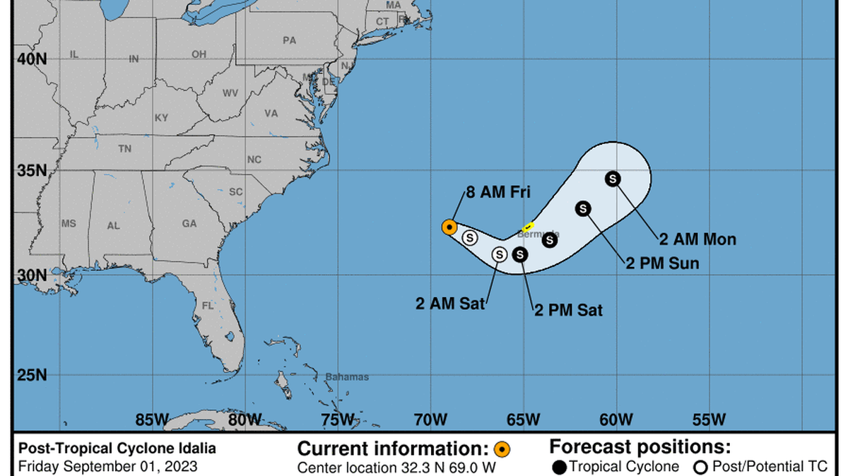This graphic created by the National Weather Service/NCEP Weather Prediction Center (WPC) shows the projected path.
NATIONAL HURRICANE CENTER