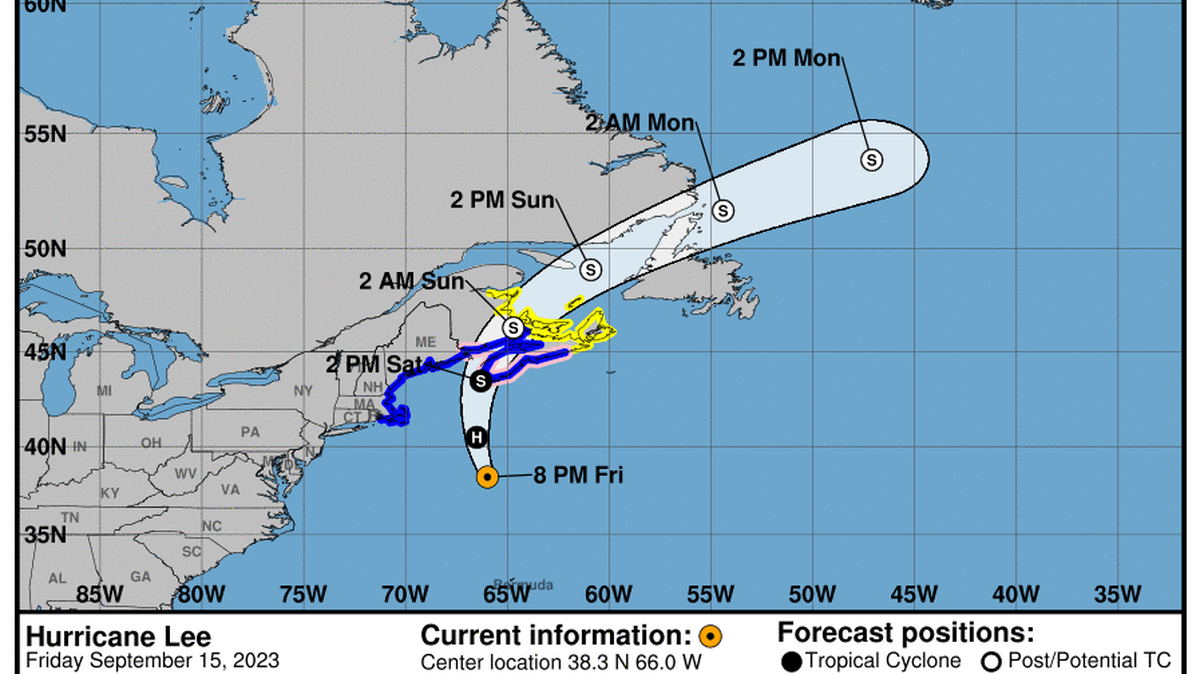 This graphic created by the National Weather Service/NCEP Weather Prediction Center (WPC) shows the projected path.
NATIONAL HURRICANE CENTER