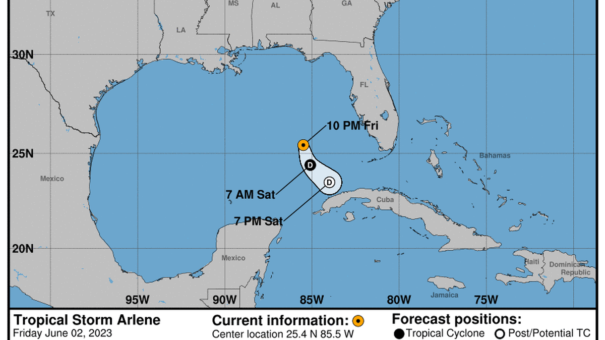 This graphic created by the National Weather Service/NCEP Weather Prediction Center (WPC) shows the projected path.
NATIONAL HURRICANE CENTER