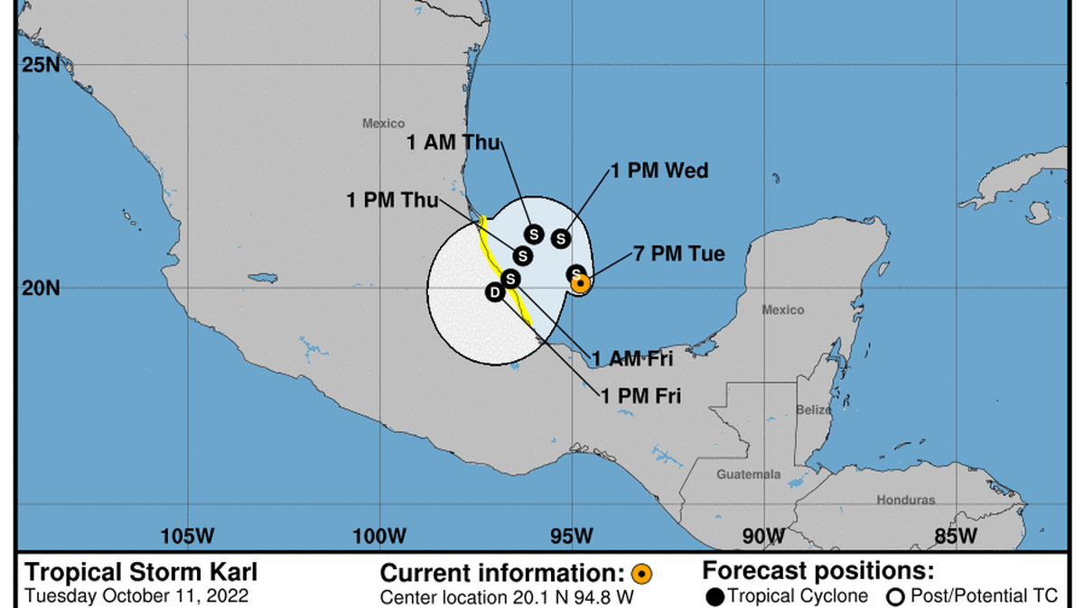 This graphic created by the National Weather Service/NCEP Weather Prediction Center (WPC) shows the projected path.
NATIONAL HURRICANE CENTER