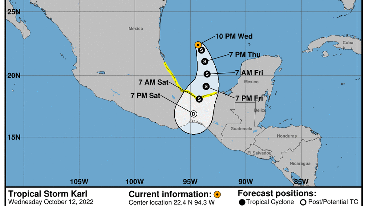 This graphic created by the National Weather Service/NCEP Weather Prediction Center (WPC) shows the projected path.
NATIONAL HURRICANE CENTER