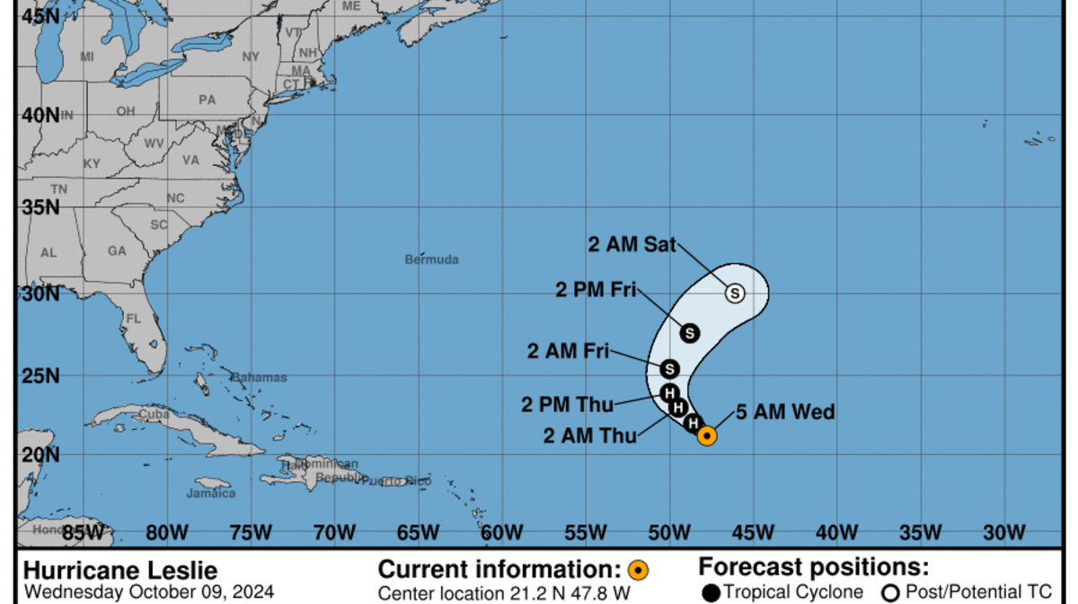 This graphic created by the National Weather Service/NCEP Weather Prediction Center (WPC) shows the projected path.
NATIONAL HURRICANE CENTER
