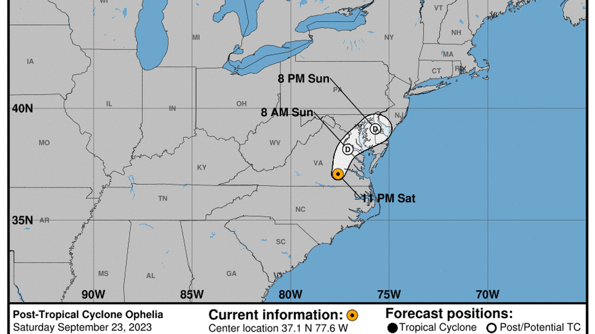 This graphic created by the National Weather Service/NCEP Weather Prediction Center (WPC) shows the projected path.
NATIONAL HURRICANE CENTER
