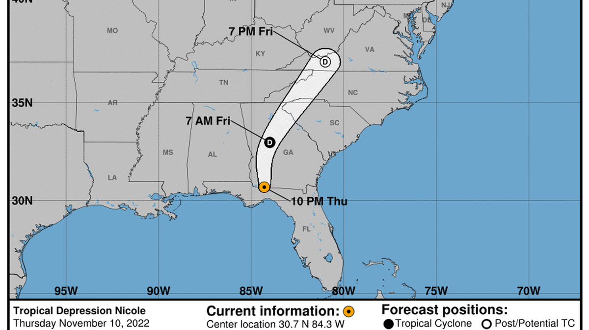 This graphic created by the National Weather Service/NCEP Weather Prediction Center (WPC) shows the projected path.
NATIONAL HURRICANE CENTER