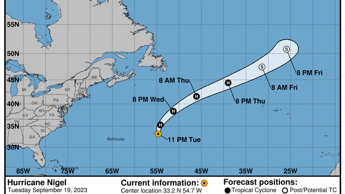 This graphic created by the National Weather Service/NCEP Weather Prediction Center (WPC) shows the projected path.
NATIONAL HURRICANE CENTER