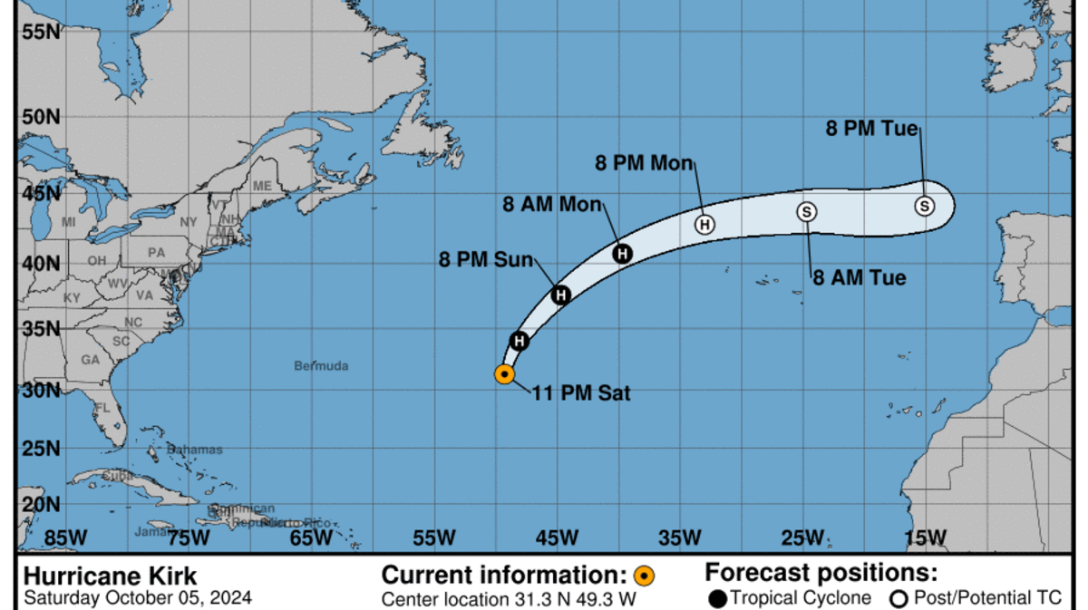 This graphic created by the National Weather Service/NCEP Weather Prediction Center (WPC) shows the projected path.
NATIONAL HURRICANE CENTER