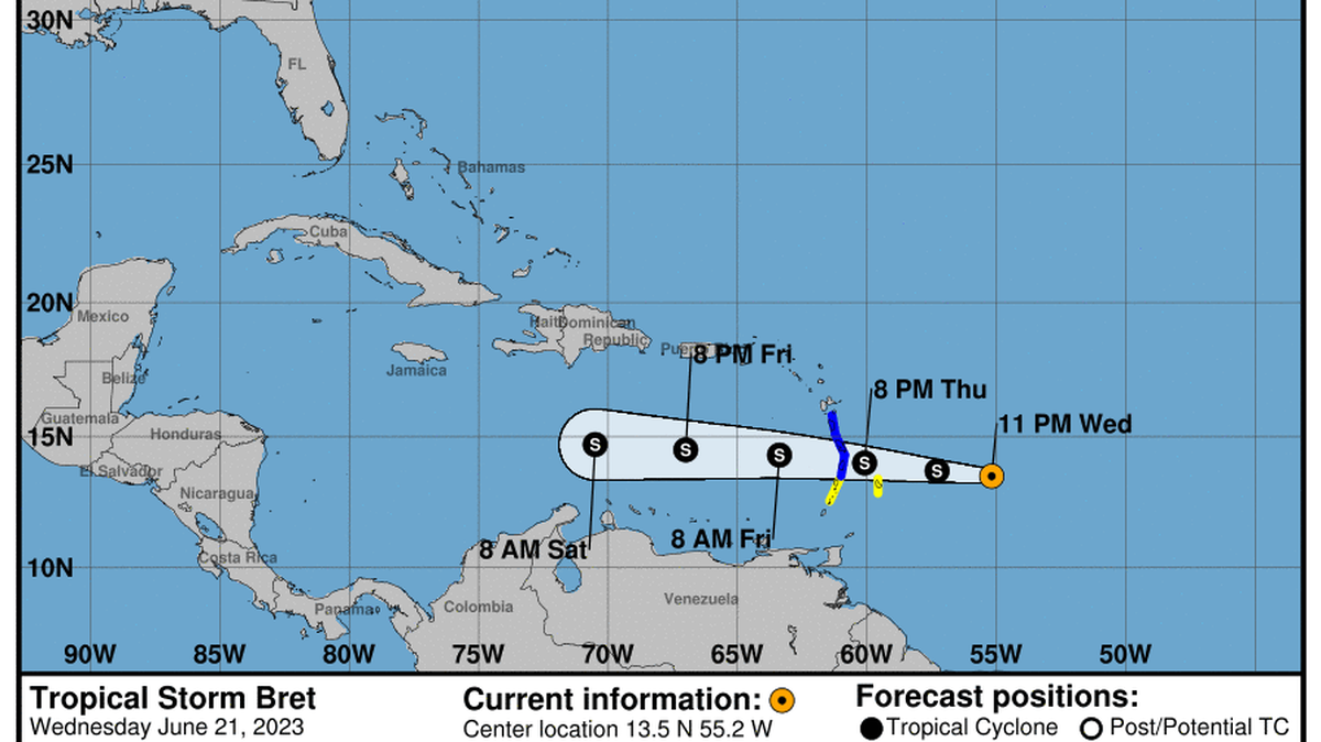 This graphic created by the National Weather Service/NCEP Weather Prediction Center (WPC) shows the projected path.
NATIONAL HURRICANE CENTER
