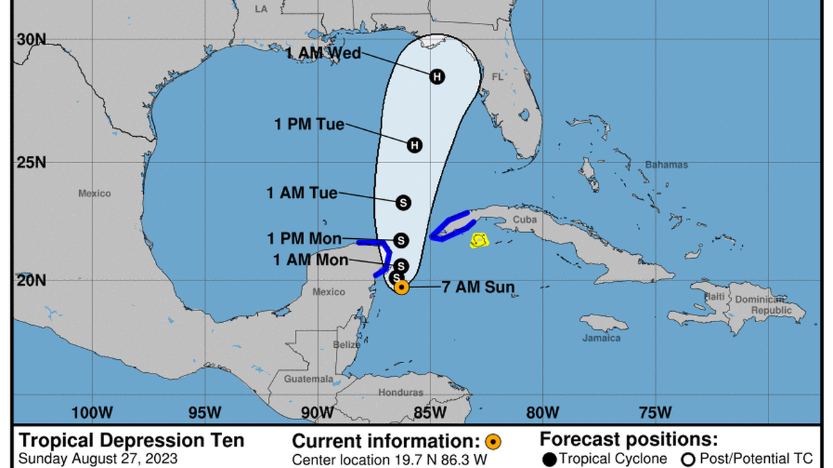This graphic created by the National Weather Service/NCEP Weather Prediction Center (WPC) shows the projected path.
NATIONAL HURRICANE CENTER