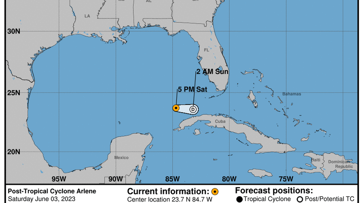 This graphic created by the National Weather Service/NCEP Weather Prediction Center (WPC) shows the projected path.
NATIONAL HURRICANE CENTER