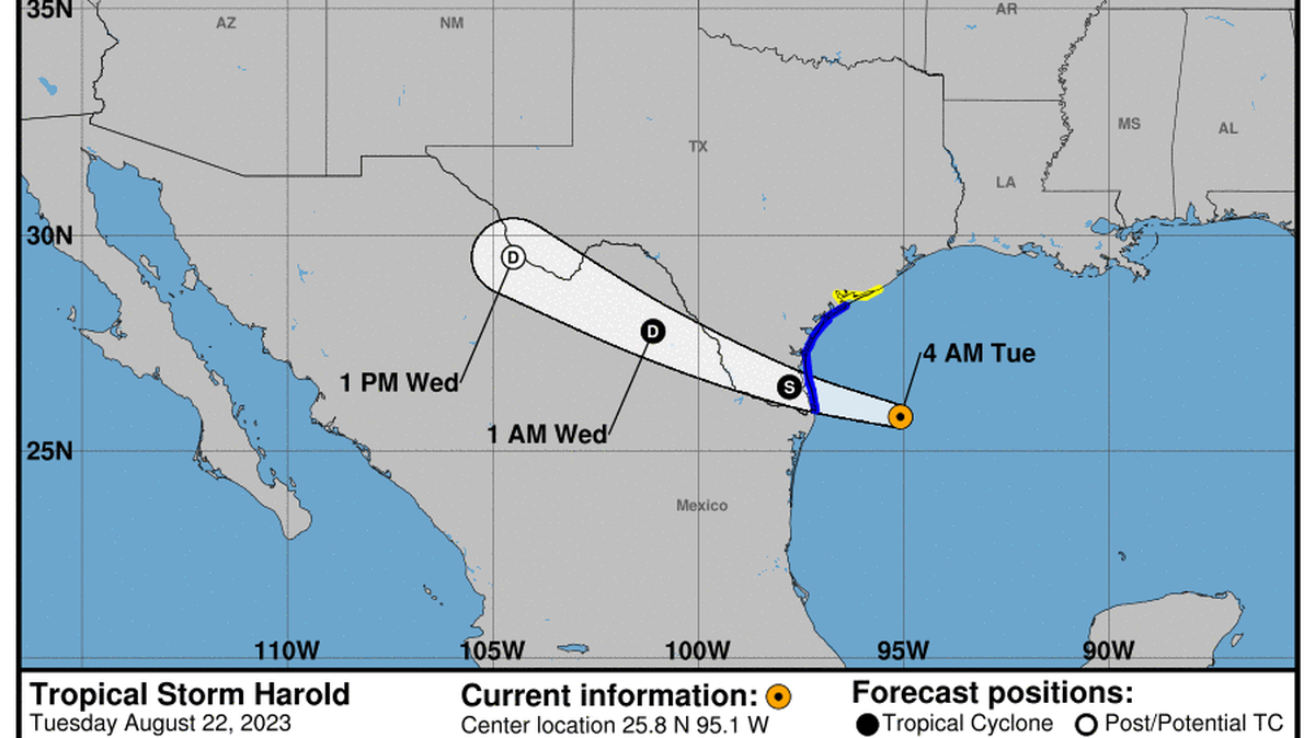 This graphic created by the National Weather Service/NCEP Weather Prediction Center (WPC) shows the projected path.
NATIONAL HURRICANE CENTER