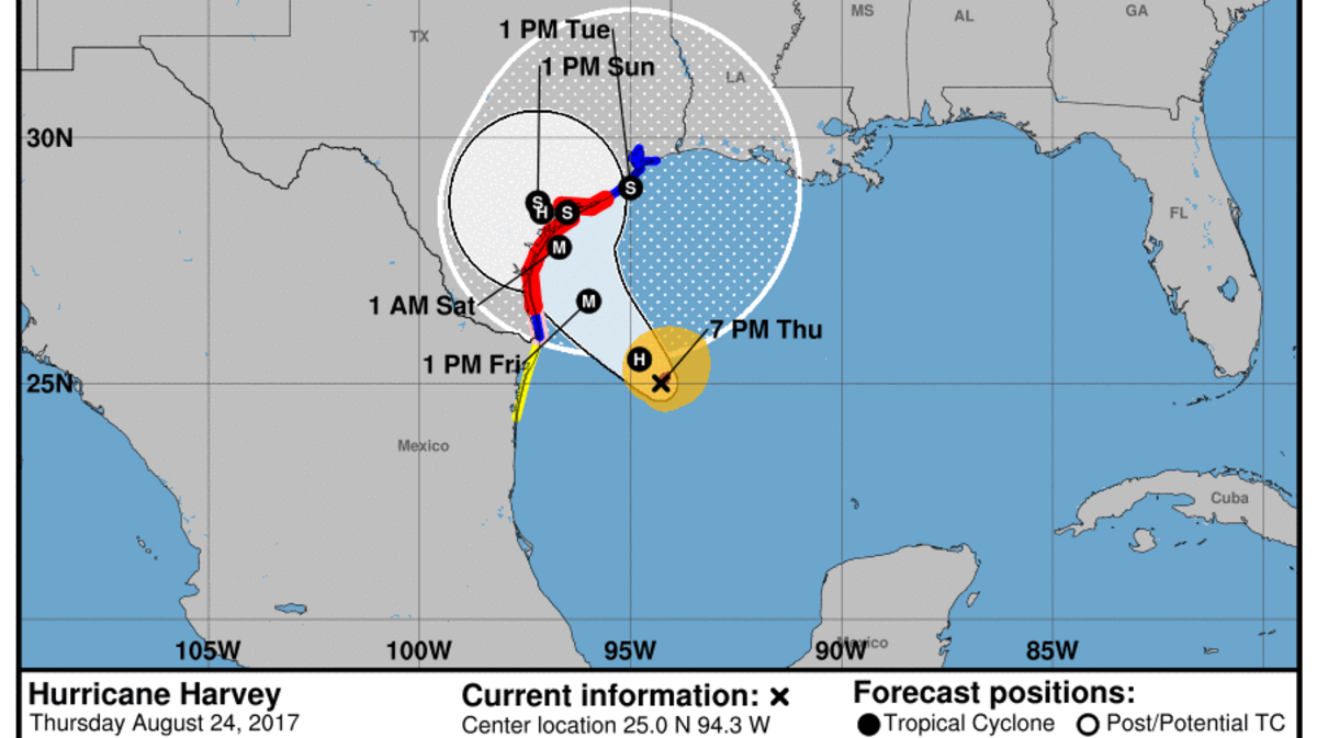 Hurricane Harvey is expected to be a major hurricane when the storm makes landfall on the Texas Coast.