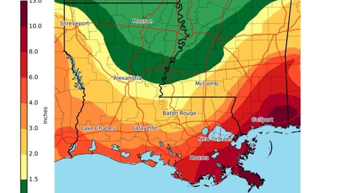 More than 10 inches of rain could hit the Coast over the next three days as a tropical storm swirls in the Gulf of Mexico.