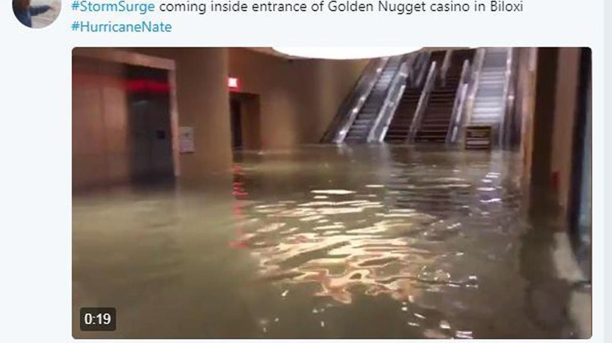 Mike Theiss, a storm chaser and photographer from Florida, captured footage of flooding at Golden Nugget Casino in Biloxi on Oct. 7, 2017, as Hurricane Nate's eyewall made landfall.