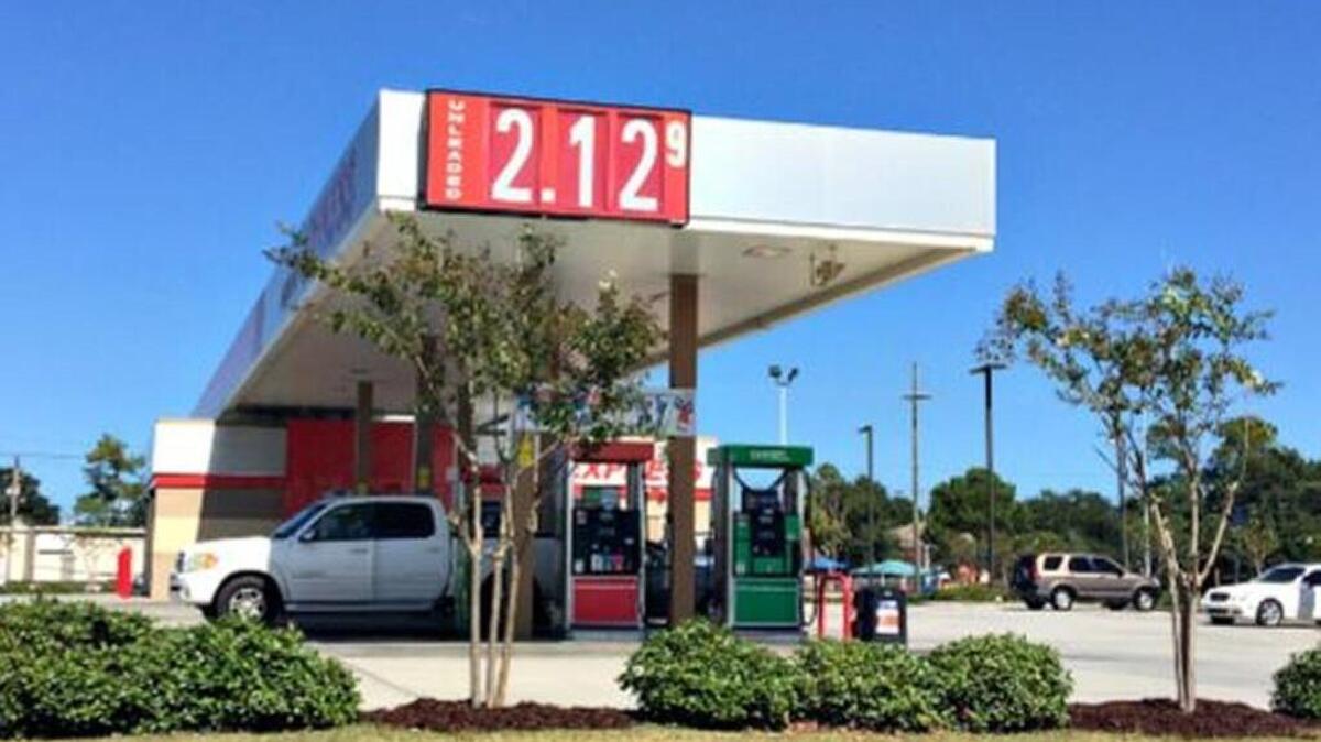 Regular gas was $2.12 a gallon Friday at this Murphy's Express station on Eisenhower Drive. State Attorney General Jim Hood wants consumers to report any suspicions of price gouging associated with Hurricane Nate.