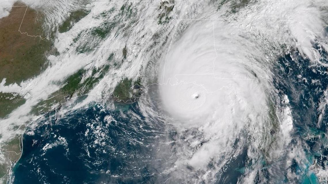Satellite image of Hurricane Michael on Wednesday morning.