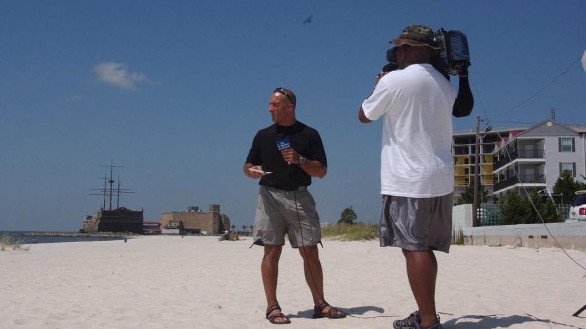 Jim Cantore just got off a plane in Gulfport, says he’ll be here a few days. ‘Oh, no!’