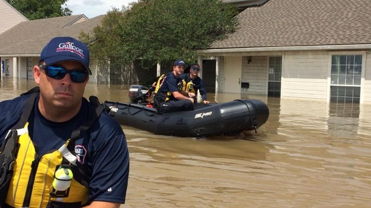 Lt. Chad Bryant, along with three other Gulfport firefighters, are certified swiftwater rescue technicians who are helping rescue residents trapped by floodwater in Baton Rouge.