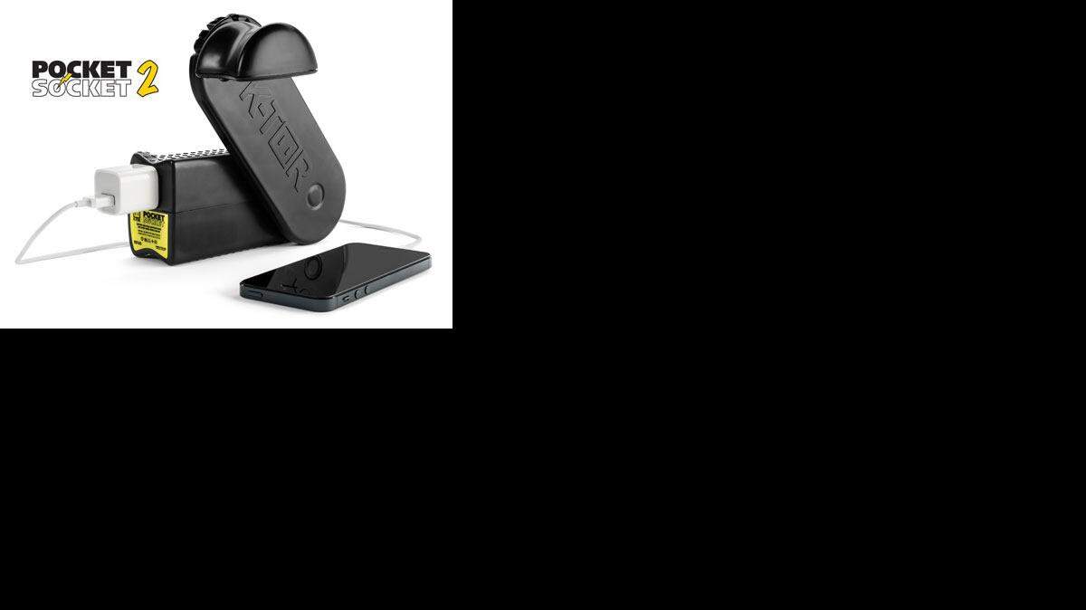 K-TOR Pocket Socket 2, 
Highlights: Hand-powered generator that generates up to 10 watts of electricity at 120 volts.
Details: $65, k-tor.com