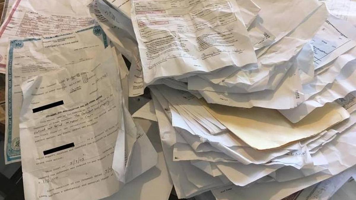 Some of the records that were found blowing across the Bay St. Louis bridge in May.