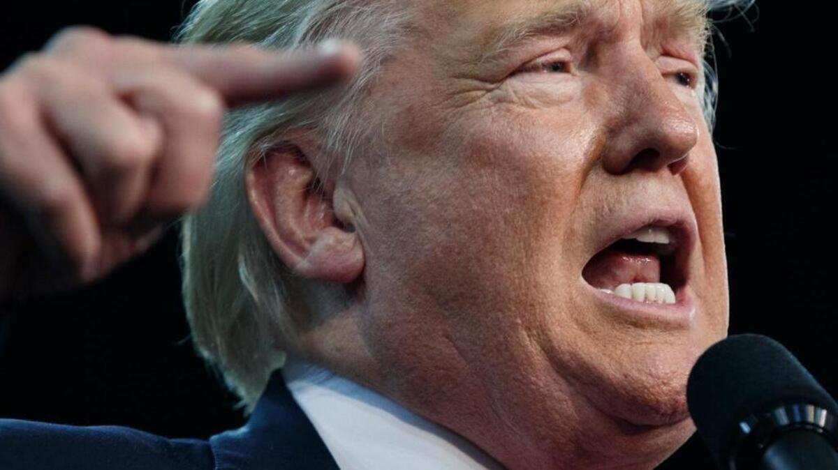 Republican presidential candidate Donald Trump speaks during a campaign rally Friday in Erie, Pa.