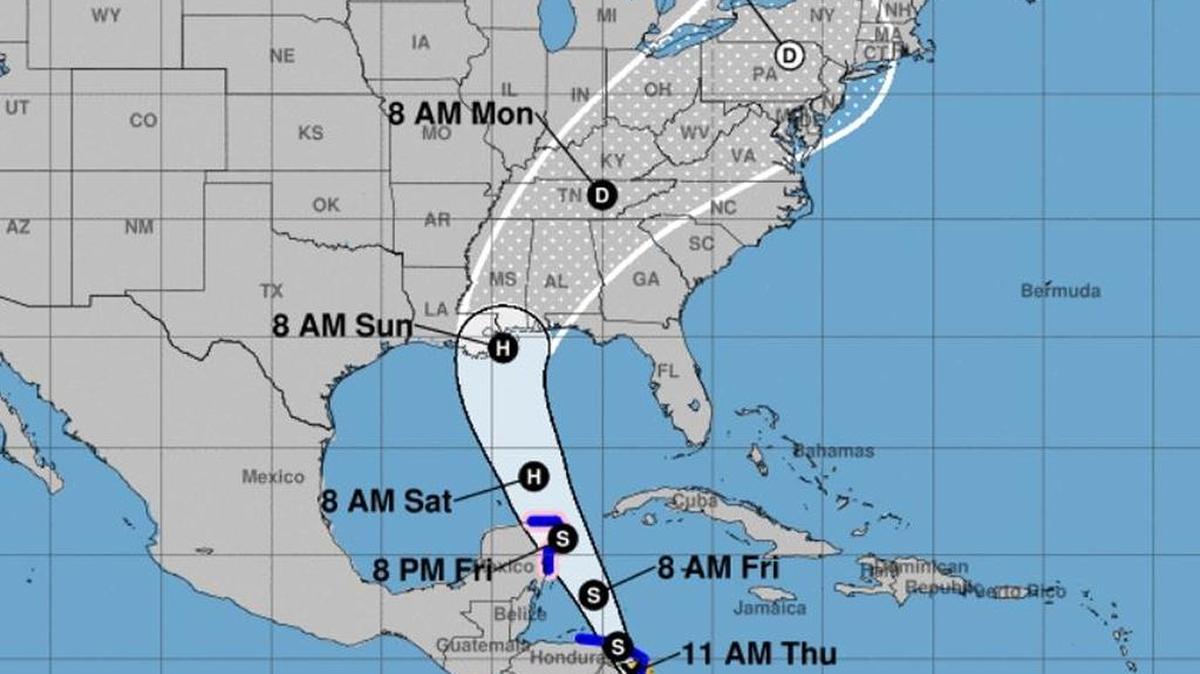 The National Hurricane Center’s forecast model for Tropical Storm Nate has it moving into Coastal Mississippi on Sunday morning.