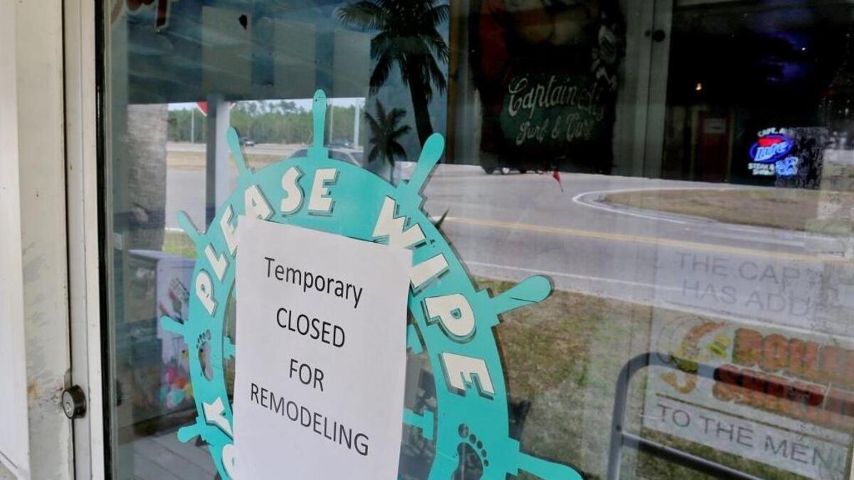 A sign posted at Capt. Al’s Steak & Shrimp in Gulfport on Wednesday says it is closed for remodeling.