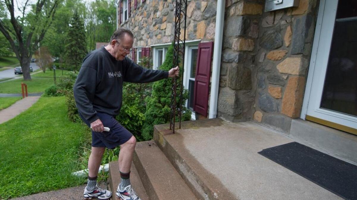 In May, Bill Lyon would make it around his Broomall, Pa., home grabbing whatever was nearby to steady himself. He has recently graduated to using a cane.
