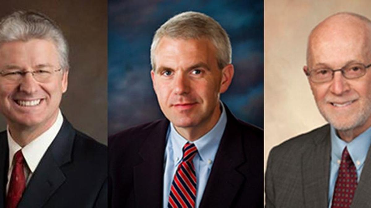 Mississippi Public Service Commissioners, from left, Sam Britton, Brandon Presley and Cecil Brown