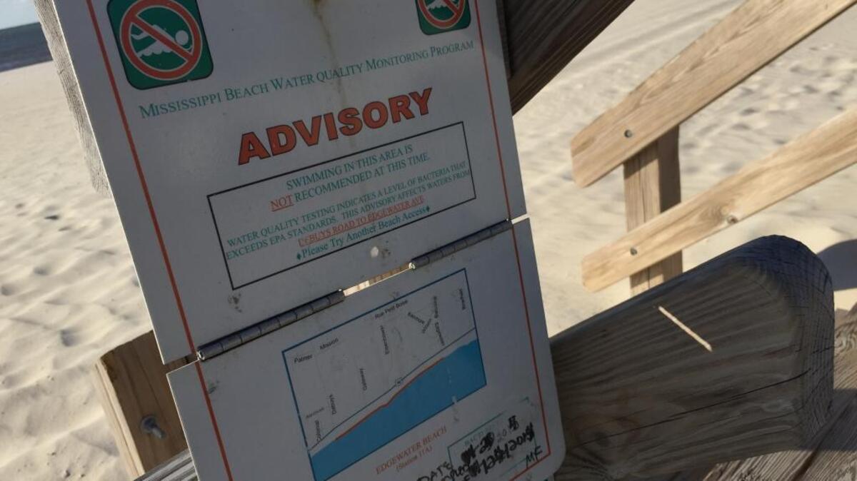 The Department of Environmental Quality advises against swimming Friday at the beach across from Edgewater Mall.
