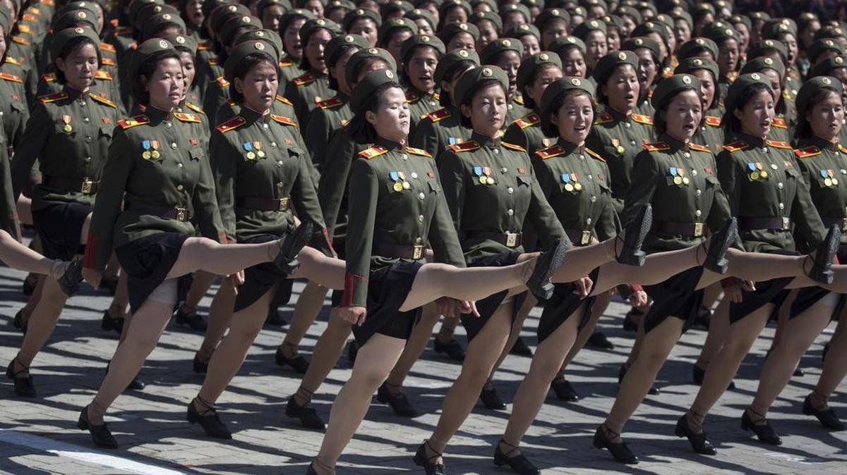 Soldiers march in a parade marking the 70th anniversary of North Korea’s founding day in Pyongyang, North Korea earlier in September.