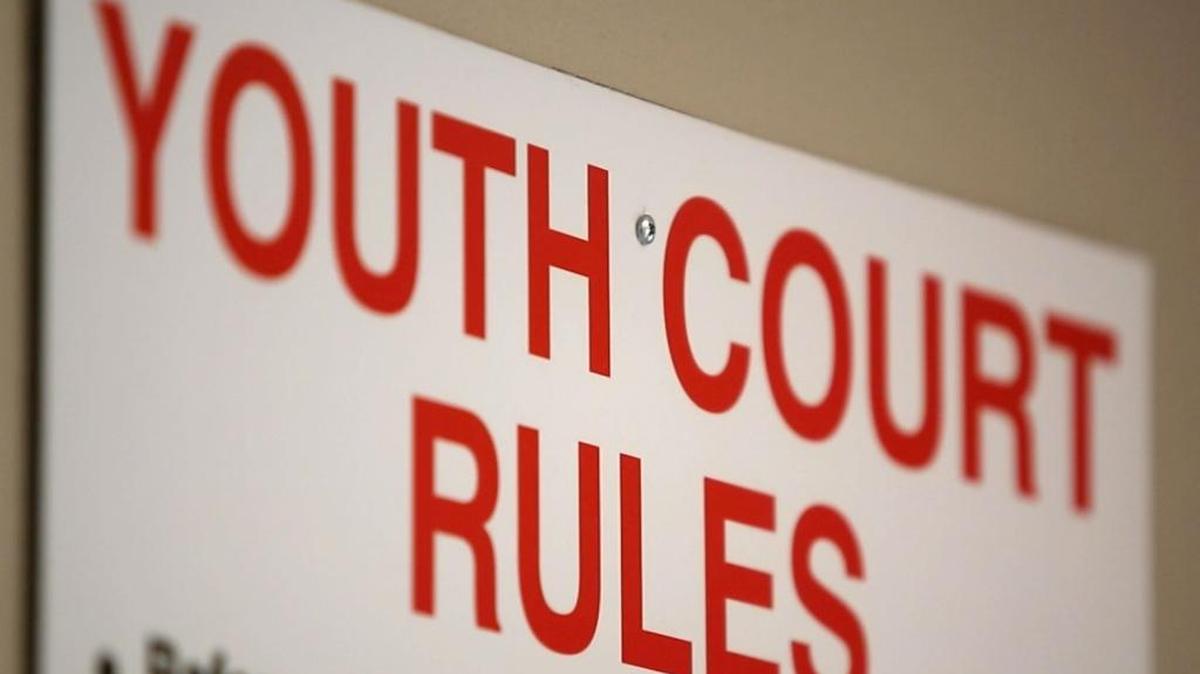 A sign outside the Hancock County Youth Court courtroom in the G.M. Russell Youth Court Center in Bay St. Louis.