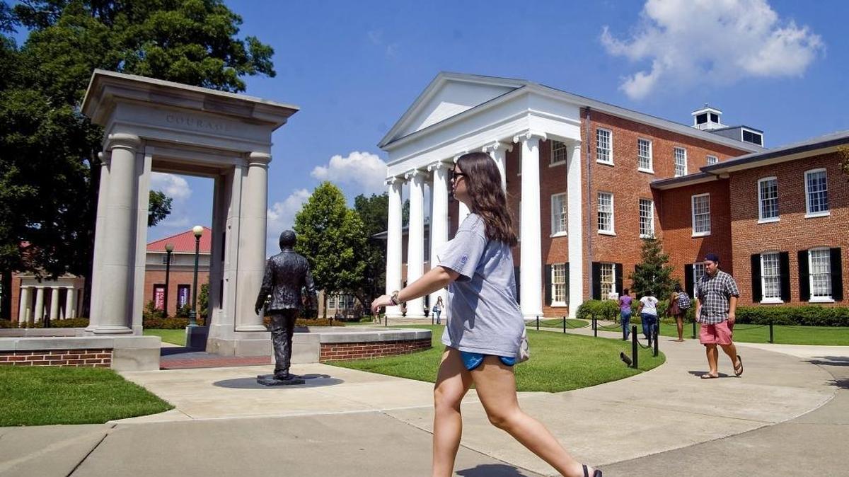University of Mississippi students walk across campus in Oxford, Miss. in 2010.