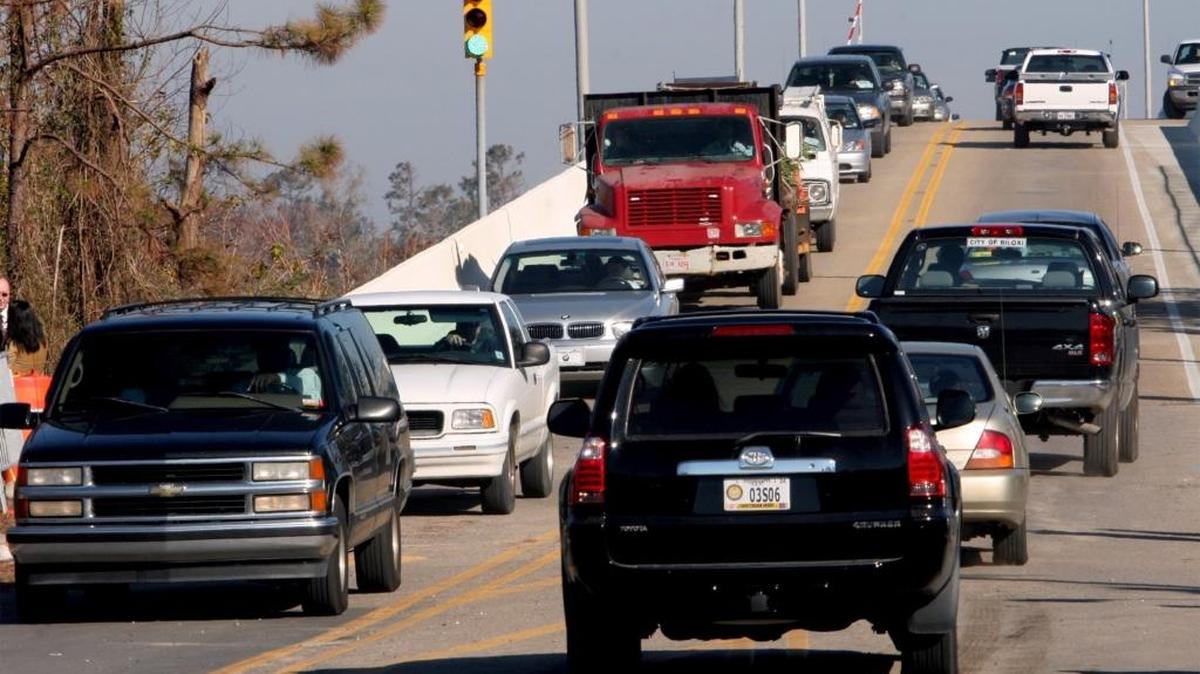 Traffic flows over the Popp’s Ferry Bridge in Biloxi in this file photo. The drawbridge opened in 1979 and frequently sticks open or closed.