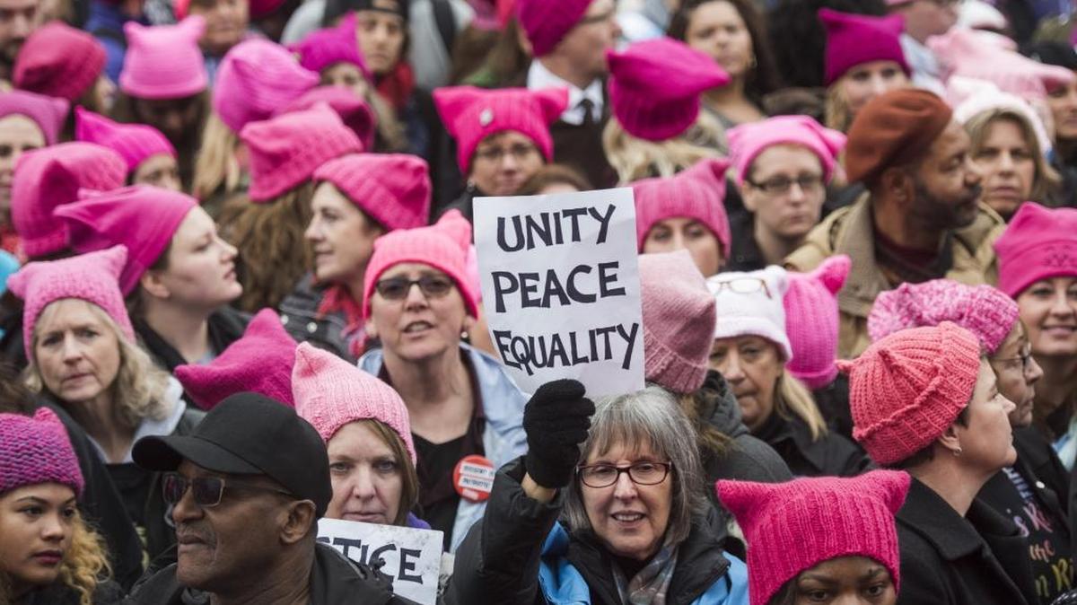 Groups gather for the Women's March on Washington on Saturday, Jan. 21, 2017 in Washington.