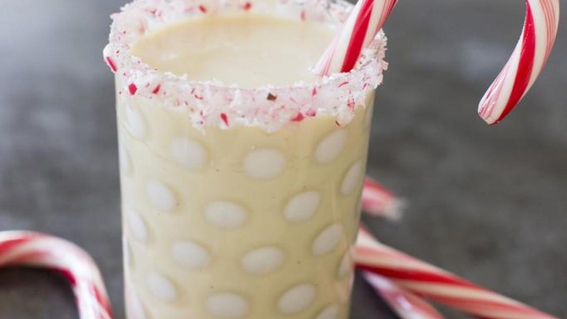 This Nov. 10, 2014 photo shows white chocolate peppermint in Concord, N.H. A great eggnog requires few ingredients, but it’s safer to cook the eggs, which also ensures the eggnog develops a thick, rich texture.