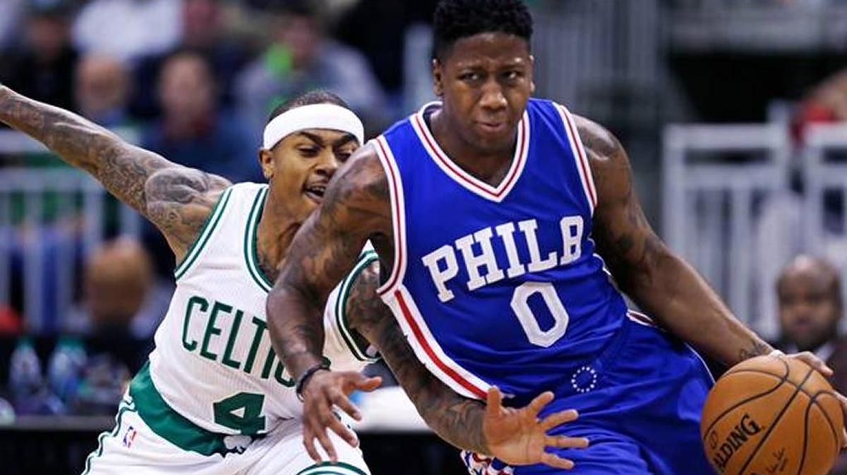 Boston Celtics guard Isaiah Thomas (4) tries to strip the ball from Philadelphia 76ers guard Isaiah Canaan (0). Canaan, a former Biloxi standout, signed with the Chicago Bulls on Wednesday.