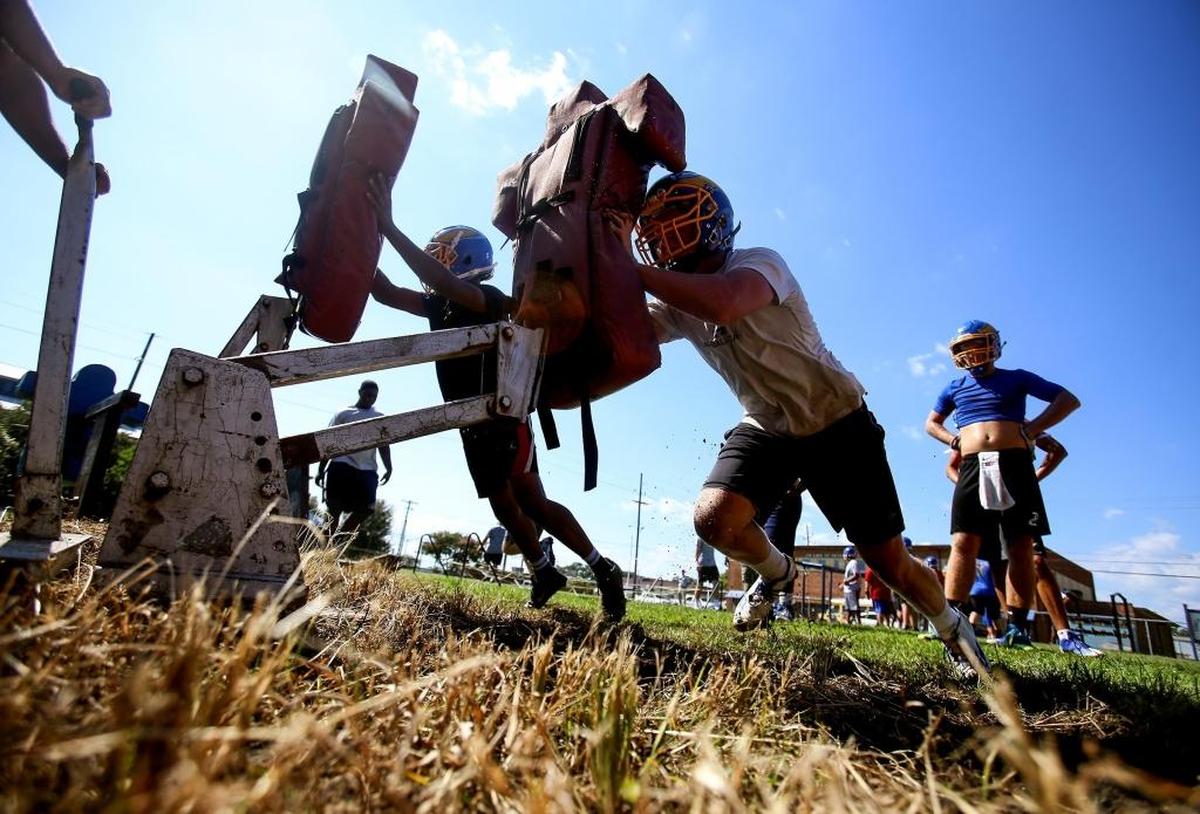 Resurrection hits the field for the first day of practice on July 31 in Pascagoula. Photographer’s comments: I went low for this photo to create a more dynamic composition.