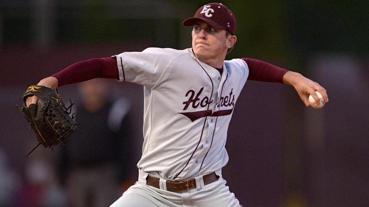 East Central starter Konnor Pilkington (28) pitches against George County in the first inning, Tuesday, March 25, 2014, at George County High School in Lucedale. Pilkington was recently named Mississippi State’s Friday night starter by new coach Andy Cannizaro.