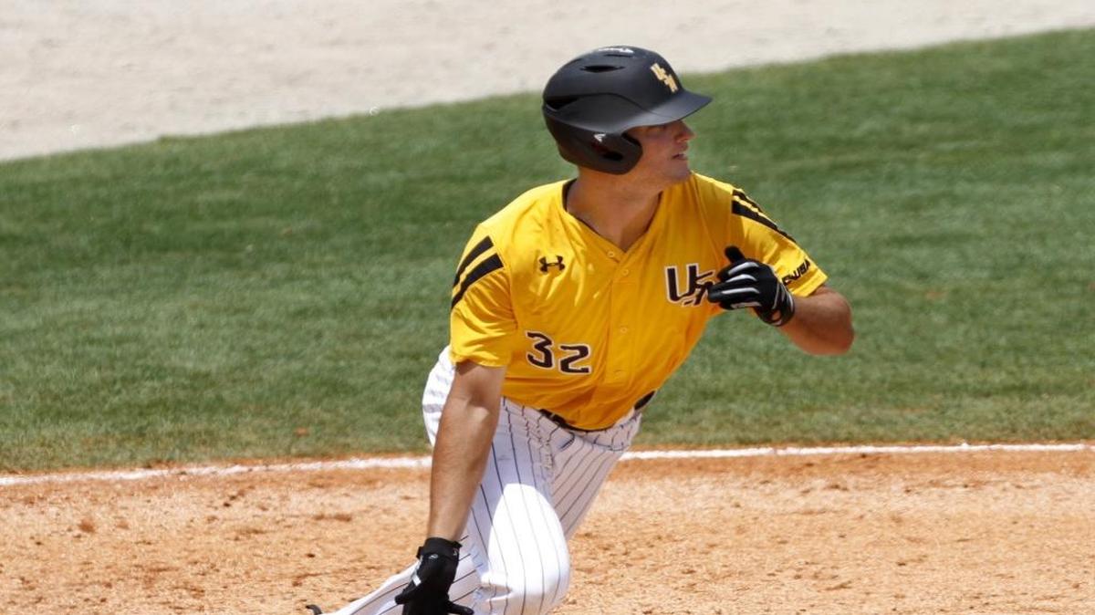 Matt Wallner of Southern Miss hits a double at MGM Park in Biloxi on May 27.