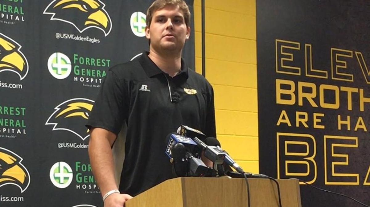Southern Miss offensive lineman Tyler Stutzman lost weight during the summer due to an illness, but is back and playing for the Golden Eagles.