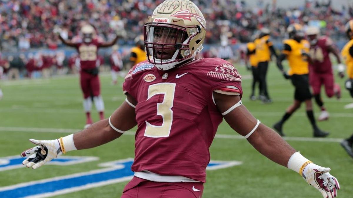 Florida State Seminoles running back Cam Akers (3), former Clinton High School player scores a touchdown during the Independence Bowl between Southern Miss and Florida State Wednesday in Shreveport