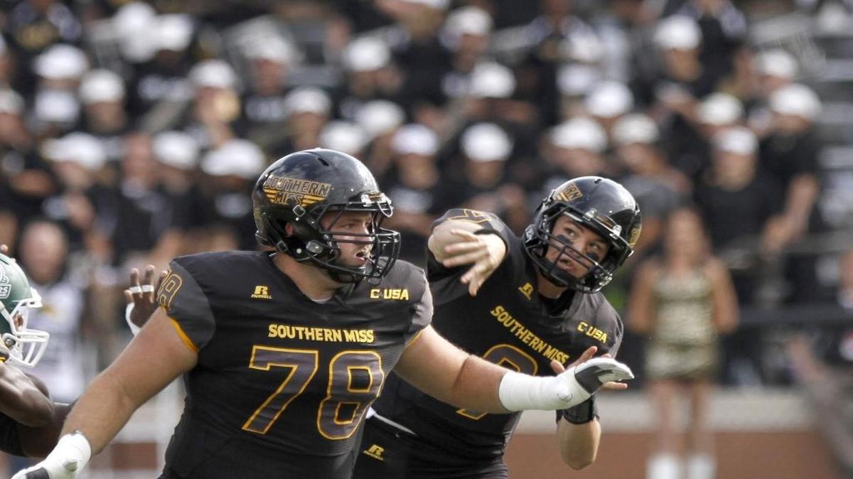 Southern Miss quarterback Nick Mullens throws a sideline route against Charlotte at M. M. Roberts Stadium in Hattiesburg on Nov. 5.